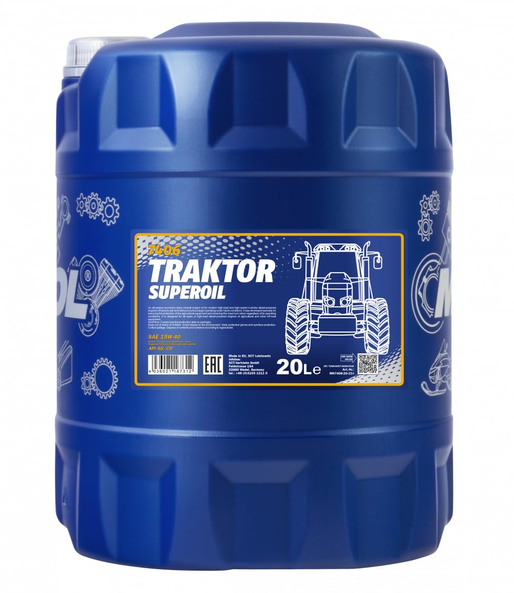 20L MANNOL Motoröl Traktor Superoil API CD 15W-40 Engine Oil Öl inkl Auslaufhahn