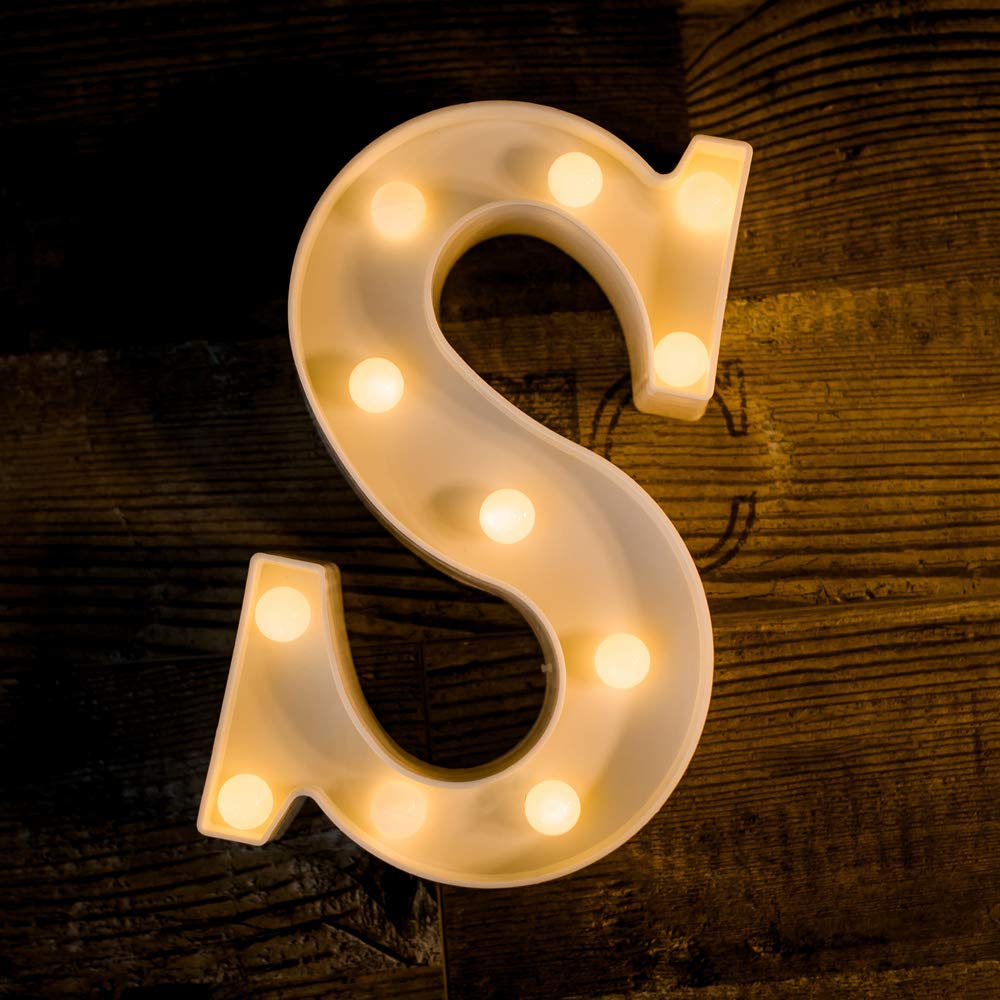 Quace Marquee Alphabet Number Sign Light Hanging Table Top Decoration for Party (Alphabet S)