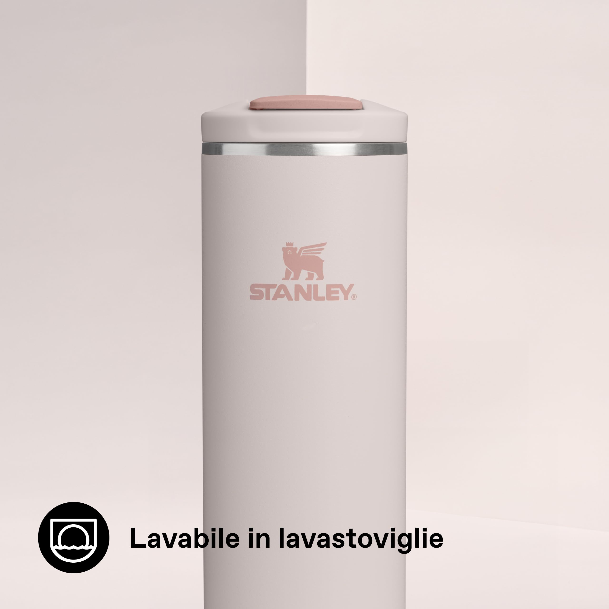 Stanley 1913 Transit Flip Top Mug 0.59L - Rose Quartz | Mantiene 6 Ore Caldo - 12 Ore Freddo - Lavabile in Lavastoviglie - A Prova di Perdite - Compatibile con Portabicchieri Auto
