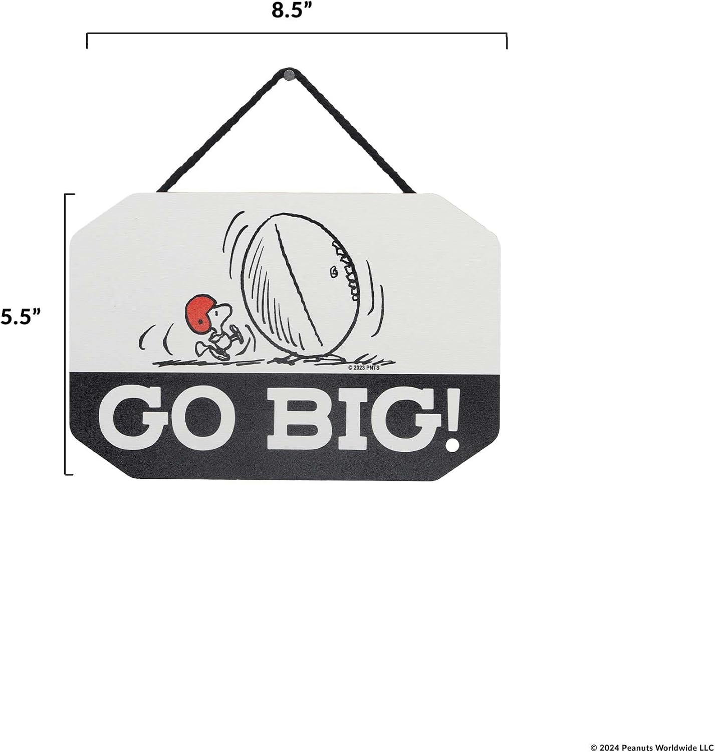 Peanuts Go Big Woodstock Kicking Football Hanging Wood Wall Decor - Cute Peanuts Sign for Kids' Bedroom or Game Room