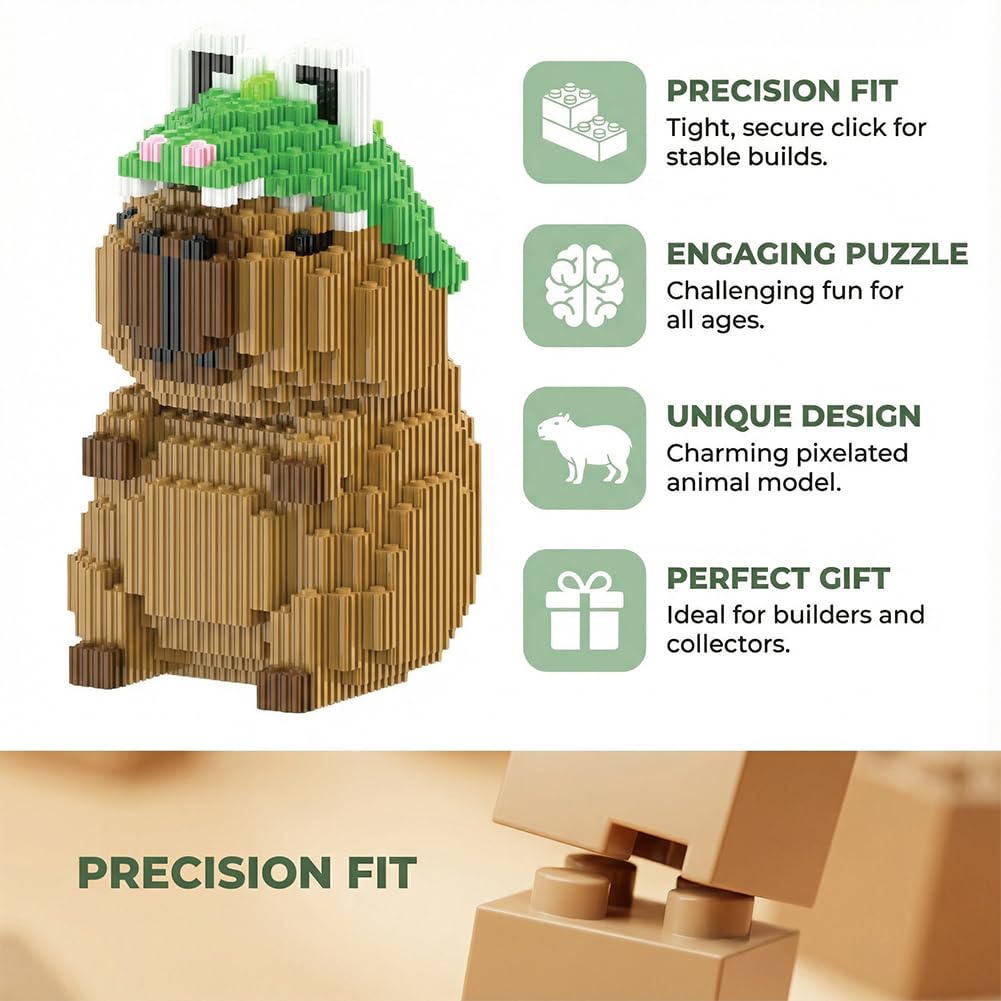 Capybara Cartoon Mini Building Blocks Animal Set, 1723 PCS DIY Micro 3D Building Toy Bricks - Image 4