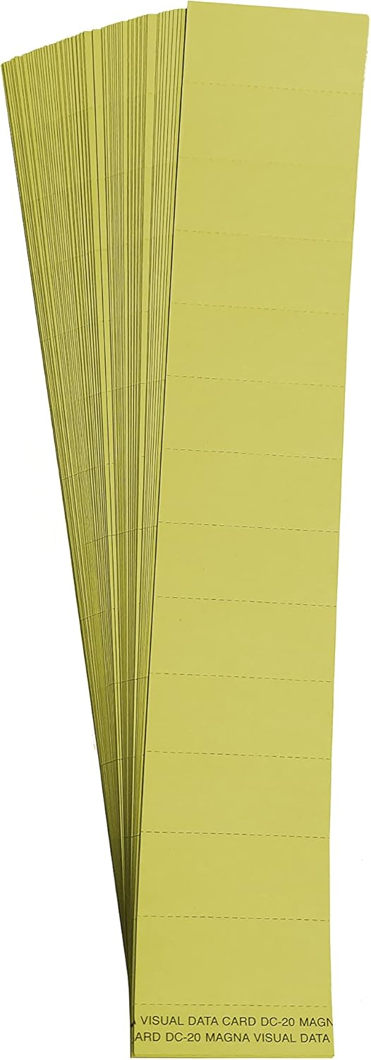 Magna Visual 13/16 x 2 Data Cards 1000 Pack fits 1 x 2 Data Card Holders (Yellow)
