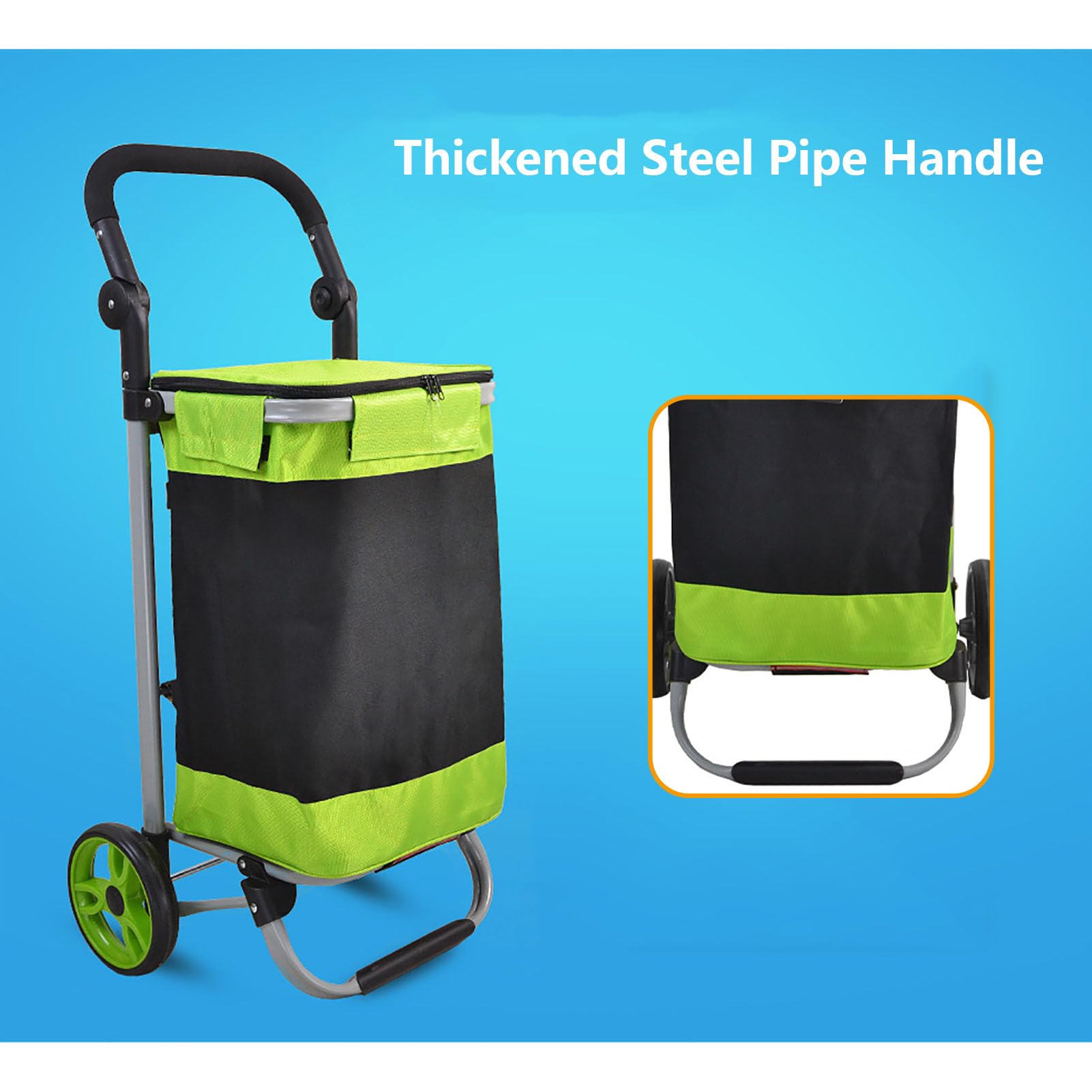 Carrito de Compras Plegable con Ruedas Carrito Utilitario Ligero para Uso Diario Carrito de Almacenamiento Portátil Compacto para Ancianos y Familia,Azul