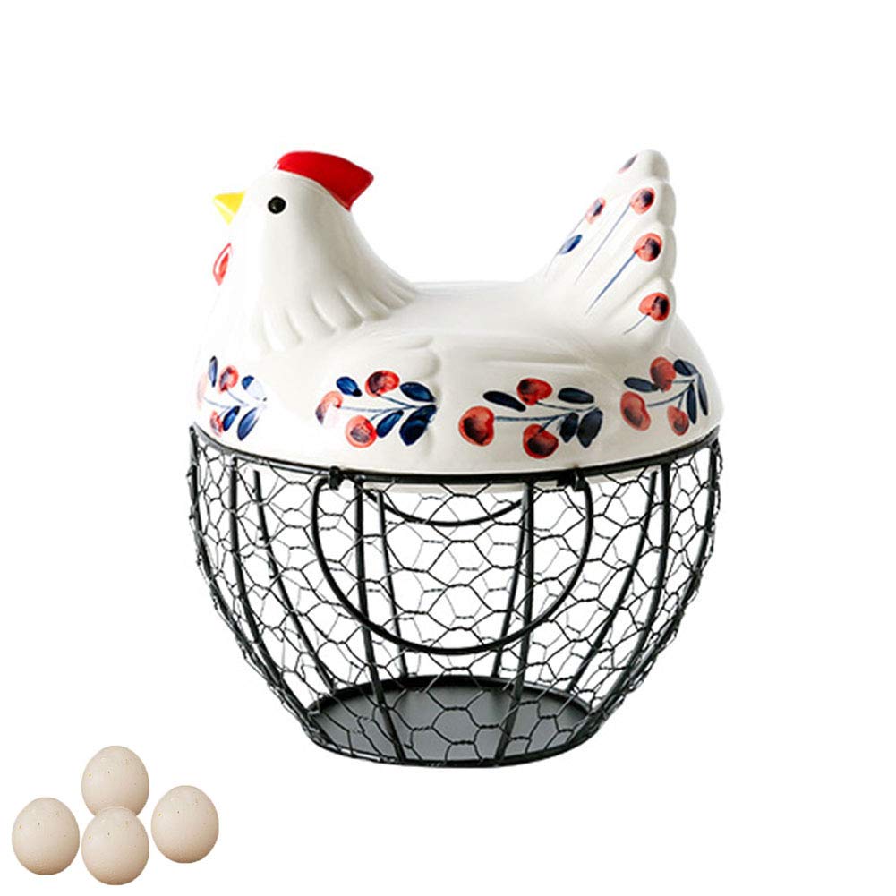 Poule céramique panier de stockage aéré pour ail pommes de terre et œufs