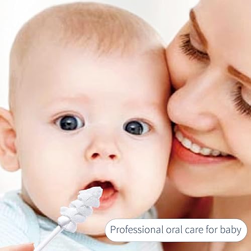 Miniatura 5 de Limpiador oral para bebé [42 piezas modelo en espiral mejorado] | Cepillo de dientes para bebé de 6 a 12 meses | Limpieza de lengua y lengua oral