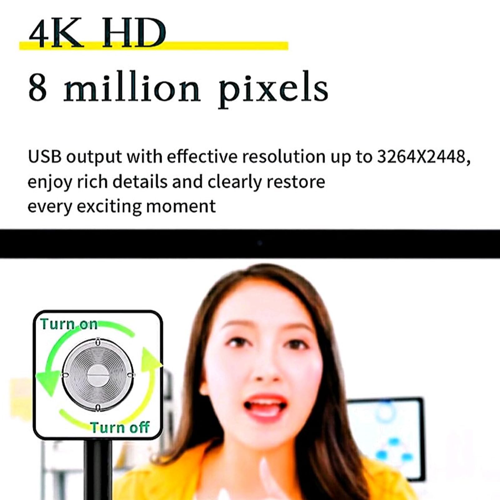 Jectse 4K-USB-Dokumentenkamera, 12 MP HD-Webcam mit Drehbarer Halterung für Wins für OS