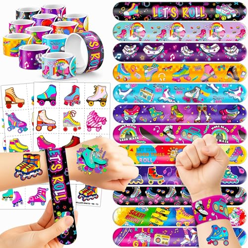 72PCS Roller Skate Party Favors - 48PCS Tattoos & 24PCS Slap Bracelets -...