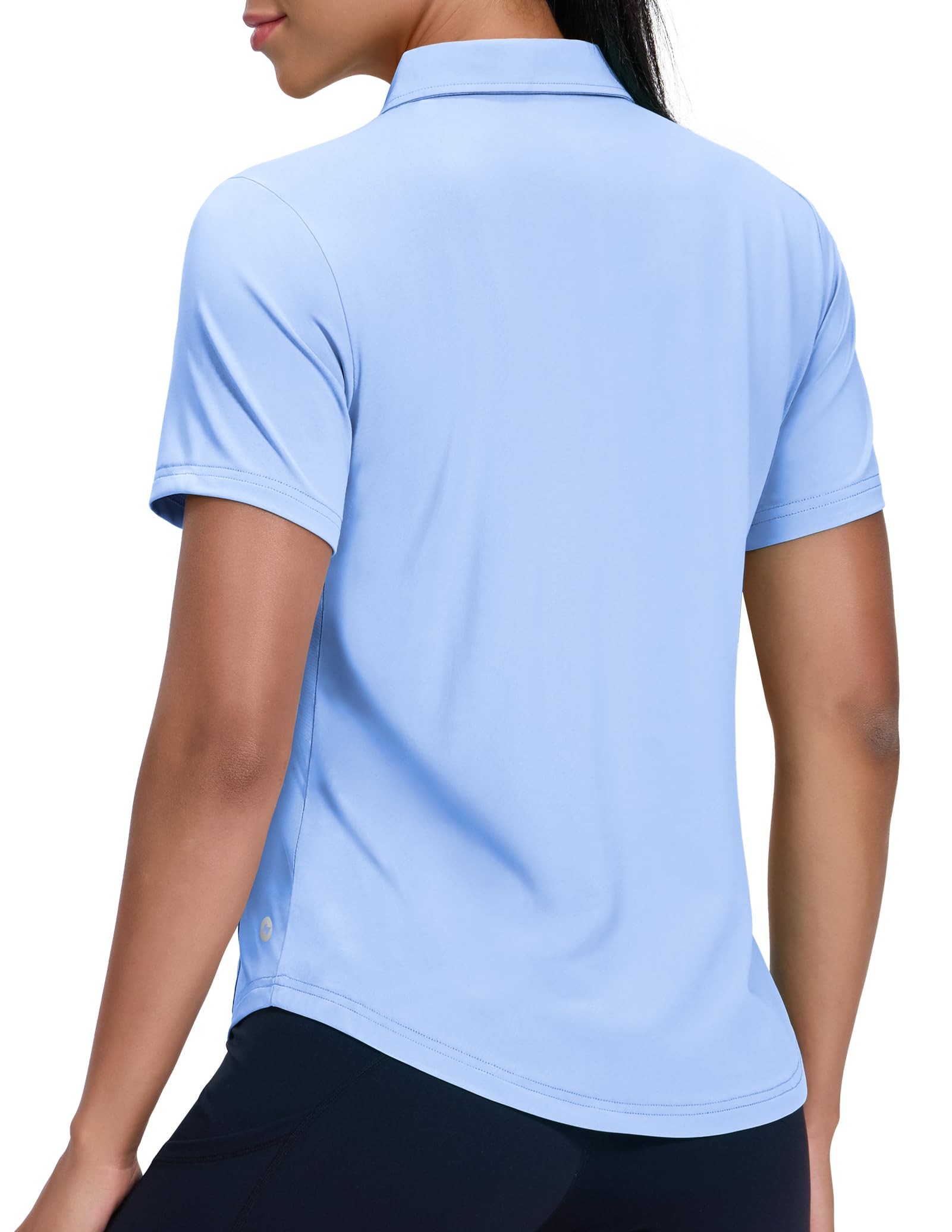 MIER Polo de golf para mujer, manga corta, secado rápido, protección solar, protección solar activa, camisetas de tenis con cuello, 4 botones