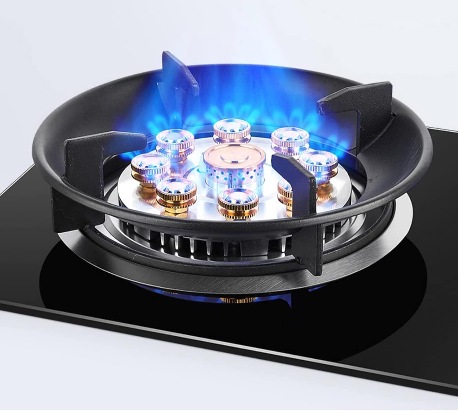 Gas Stove Cooktop, Tempered Glass Cooktop Burner, Desktop and Recessed Installation Suitable for Kitchen and Camping RV with Timing (Color : Black, Size : NG)