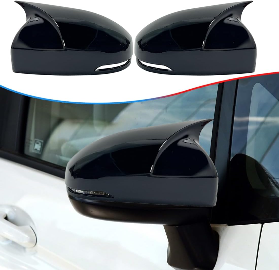 Side Rear View Mirror Cover for Honda Fit 2014 2015 2016 2017 2018 2019 2020 Bright Black Turn Signal Housing Cover Accessories(with Turn Signal housing Slot.)