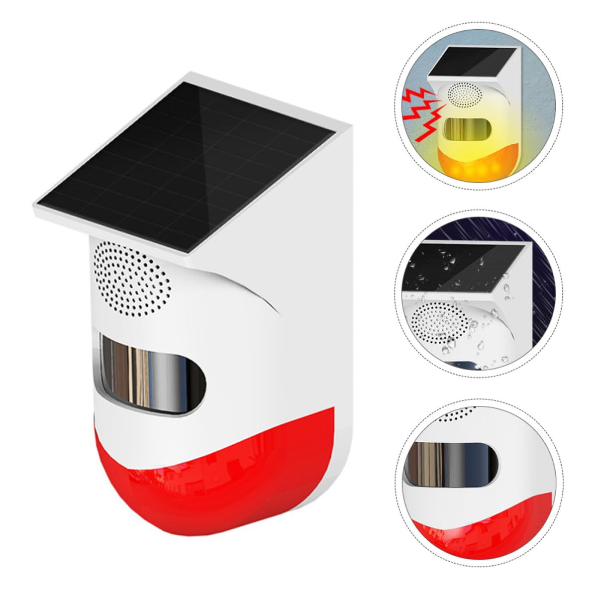 Rilevatore Infrarossi Solare da Esterno Rosso Ip67 senza Cavi | Abs e Silicio, Struttura, per Allarme Domestico e Installazione Esterna