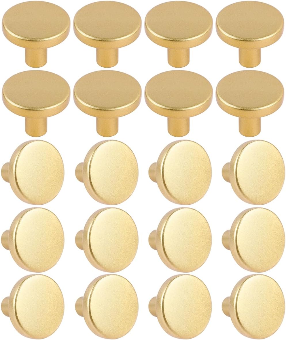 20 Pcs Brass Round Antique Brass Zinc Alloy Kitchen Cabinet Window Knobs Cupboard Door Knobs Drawer Handle Pulls Dresser Knobs with 20 Pack Screws for Bathroom Drawer Door Hardware