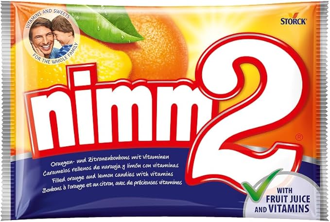 nimm2 - Caramelos duros rellenos sabor naranja y limón con vitaminas (1000g)