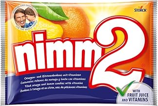 nimm2 Filled Hard Candies - Saving Format 1 kg - 2 Varieties - Orange and Lemon Flavor - With Vitamins and Fruit Juice - Gluten Free and Vegan - No Dyes or Preservatives - For Sharing