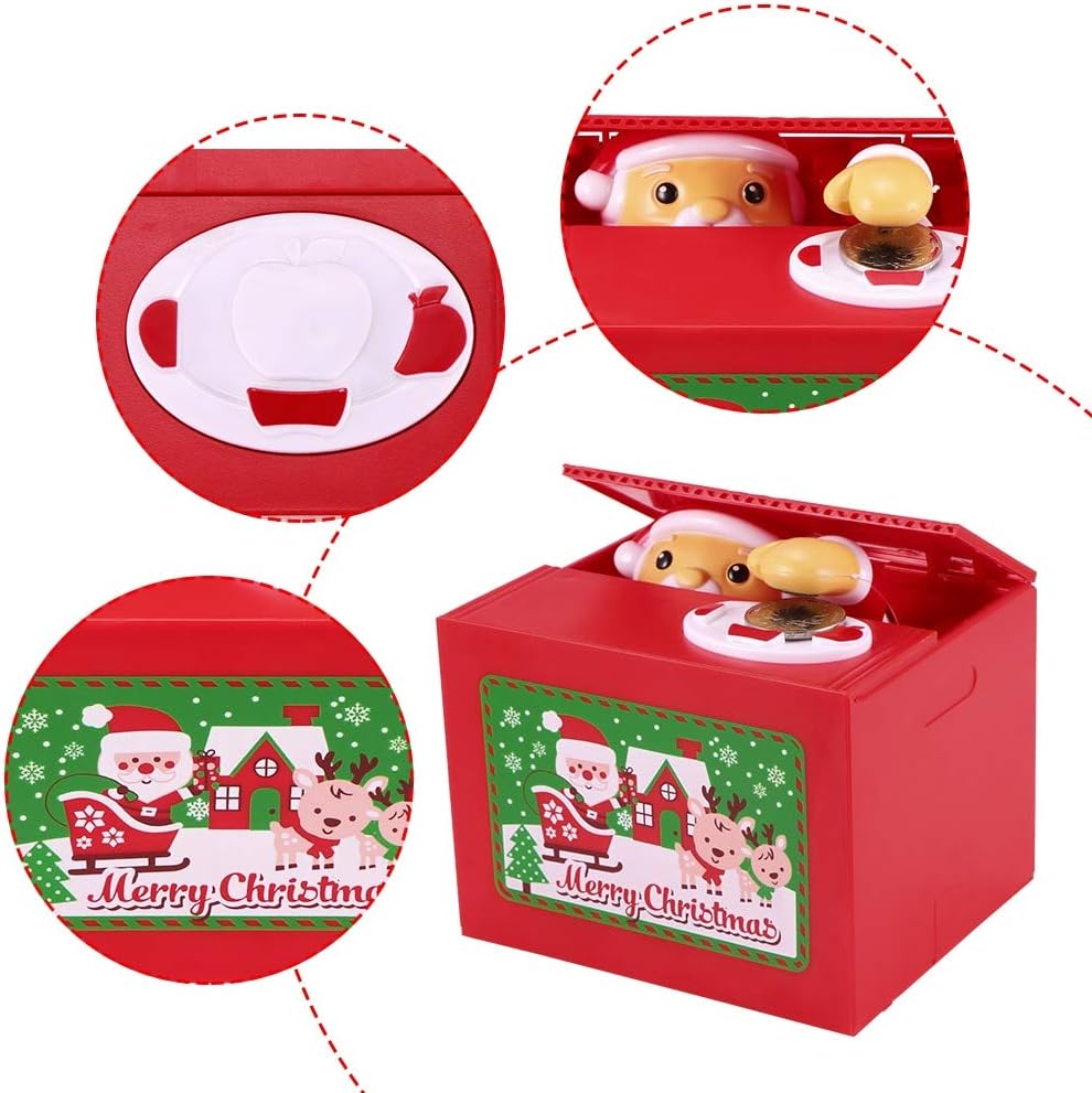 Money Boxes Cute Santa Claus Piggy Bank Automatic Coin Grabbing Eating Money Saving Box Stealing Box for Kids