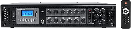 Miniatura 3 de Rockville RCS180-6 Bundle Amplificador de 180 vatios 6-Zone 70V ComercialRestaurante con Bluetooth, (6) Cube 3.5" Negro Comercial 70V Giratorio