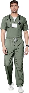 KNYA Men's Essentials Scrub Suit | 10 Pockets | Medical Scrub Top & Bottom | Half Sleeves | V neck | Uniform For Doctors A... Price In India