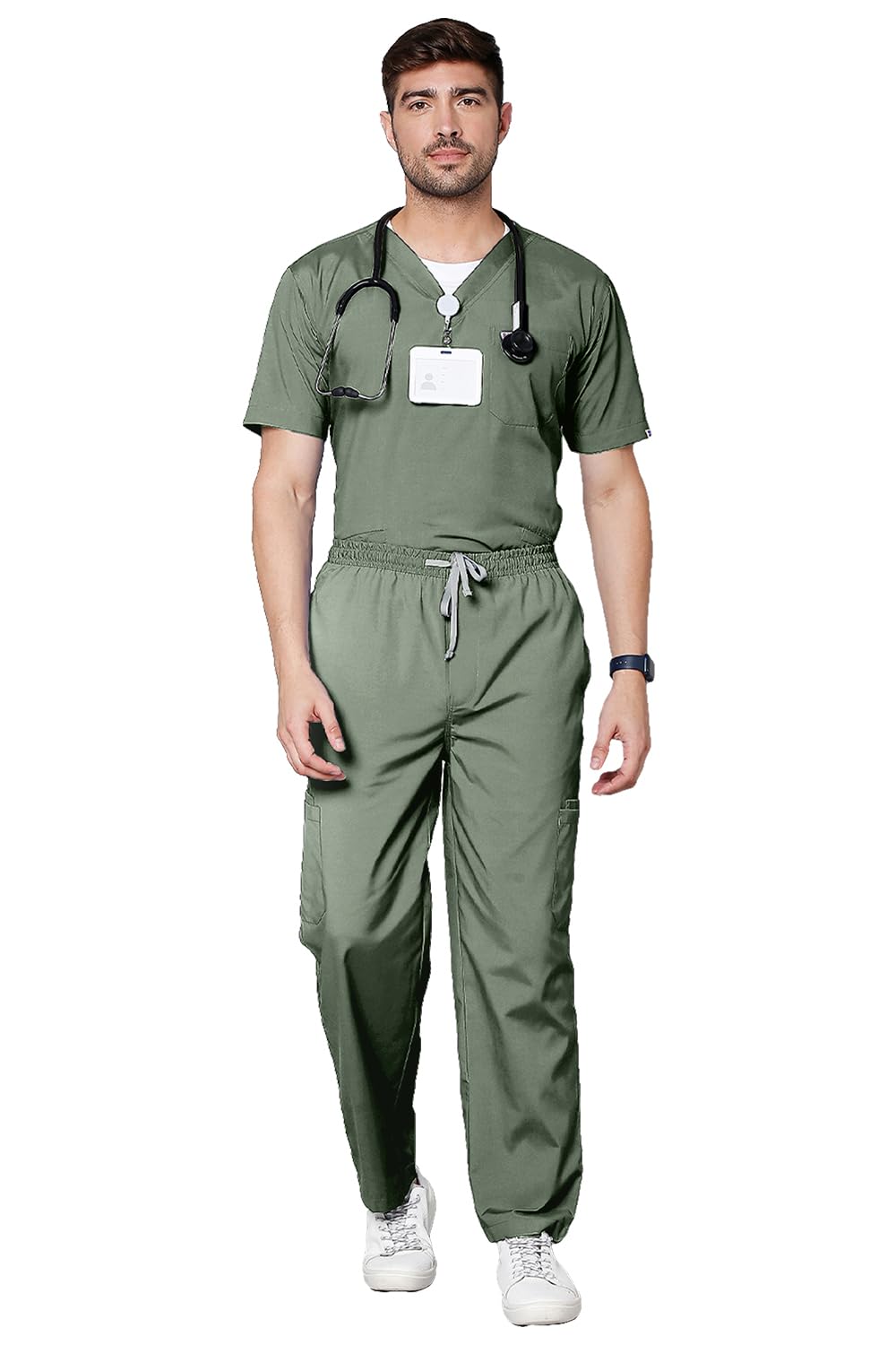KNYA Men's Essentials Scrub Suit | 10 Pockets | Medical Scrub Top & Bottom | Half Sleeves | V neck | Uniform For Doctors A... - Review, Price and Buying Guide