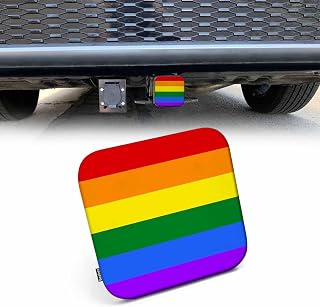 Rainbow Flag Trailer Hitch Covers Gay and LGBT Flag Heavy Duty Receiver Tube Cover 2 Inch, Gay Culture Symbol Towing Hitch Plug Covers Hitch Caps for RVs SUVs Trucks and Cars