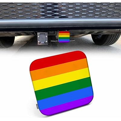 Rainbow Flag Trailer Hitch Covers Gay and LGBT Flag Heavy Duty Receiver Tube Cover 2 Inch, Gay Culture Symbol Towing Hitch Plug Covers Hitch Caps for RVs SUVs Trucks and Cars