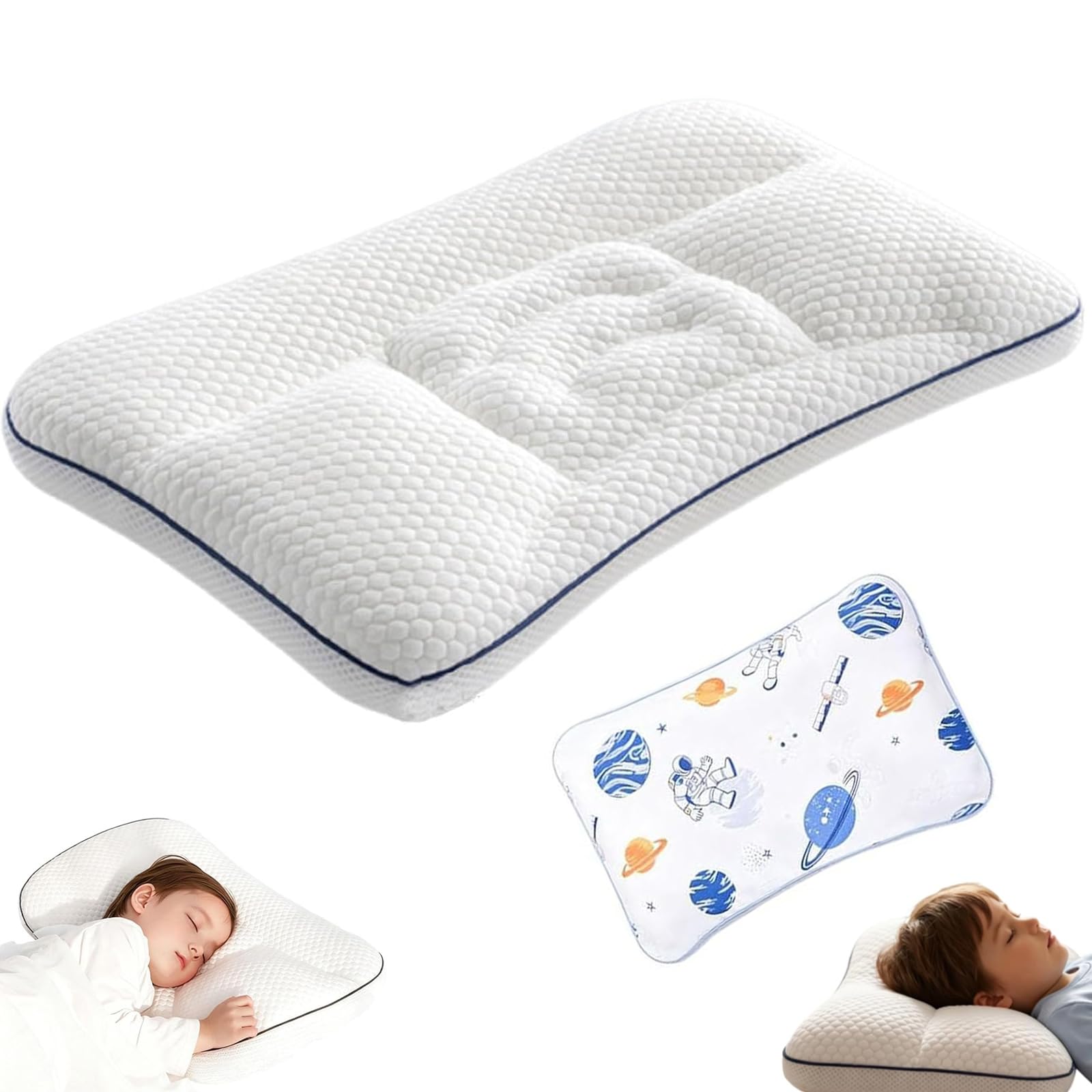 Sovena Posture Kids Pillow, Needo Kids Pillow, Ergonomic Toddler Pillows, Double-Sided Breathable, 5-Zone Spine Support Pillow, for Side Sleeper, Sleeping on The Back, Traveling (#C,3-8 Years Old)