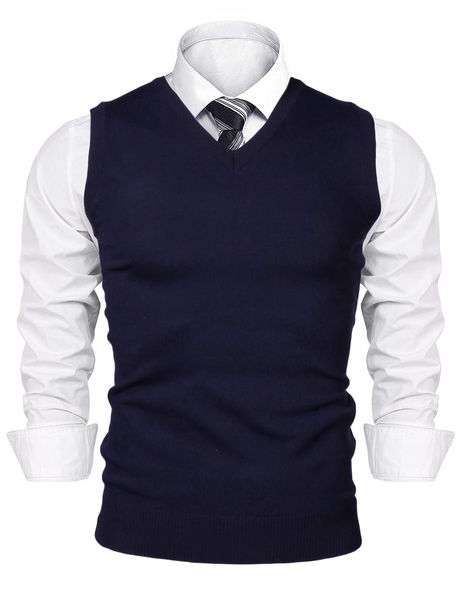 iClosam Gilet Maglione da Uomo Inverno Gilet V-Collo Cotone Casual Pullover Smanicato Maglia Sweater Felpa Men