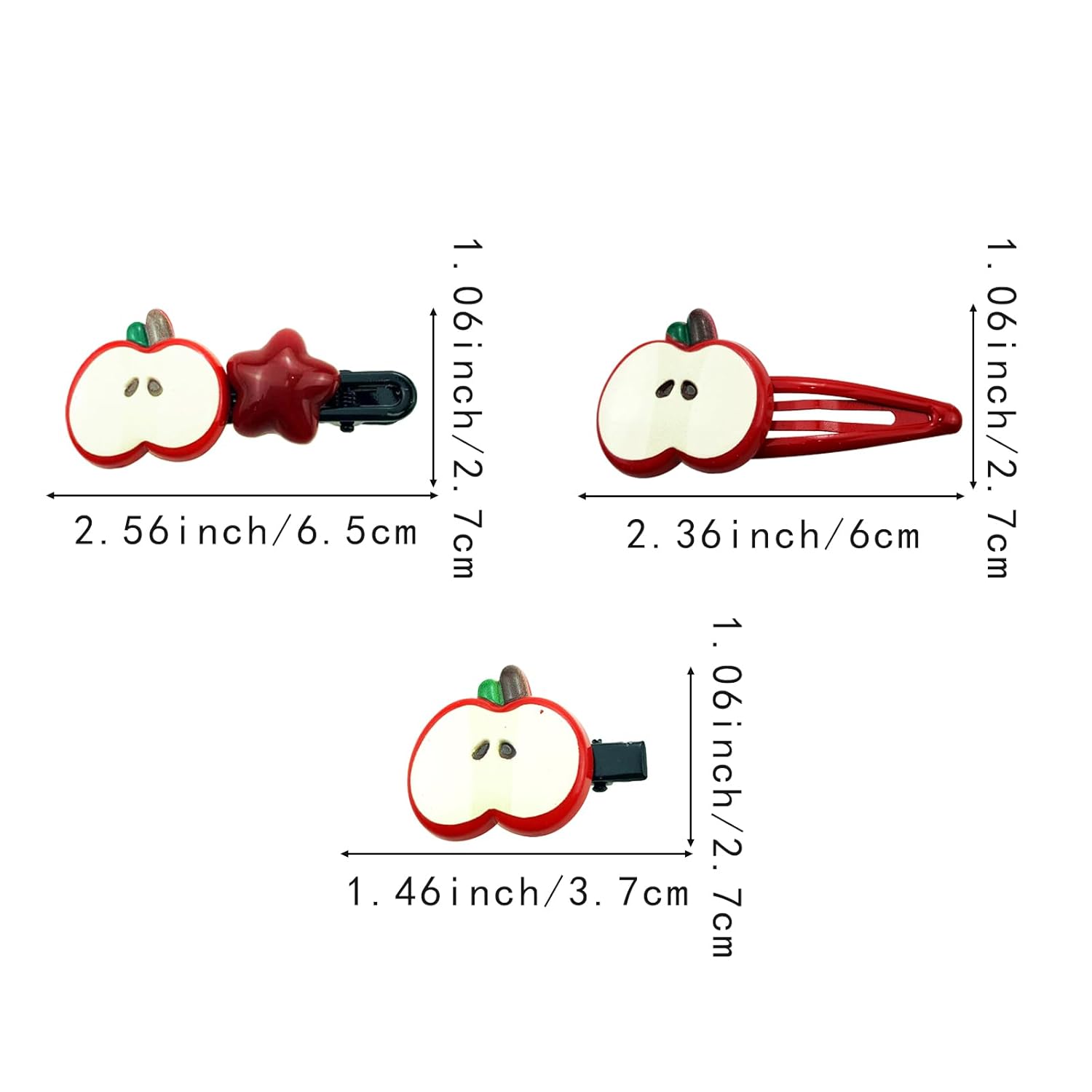 6PCS Apple Hair Clips Cute Star Hair Barrettes for Women Kawaii Y2k Hair Accessories for Girls - Image 2