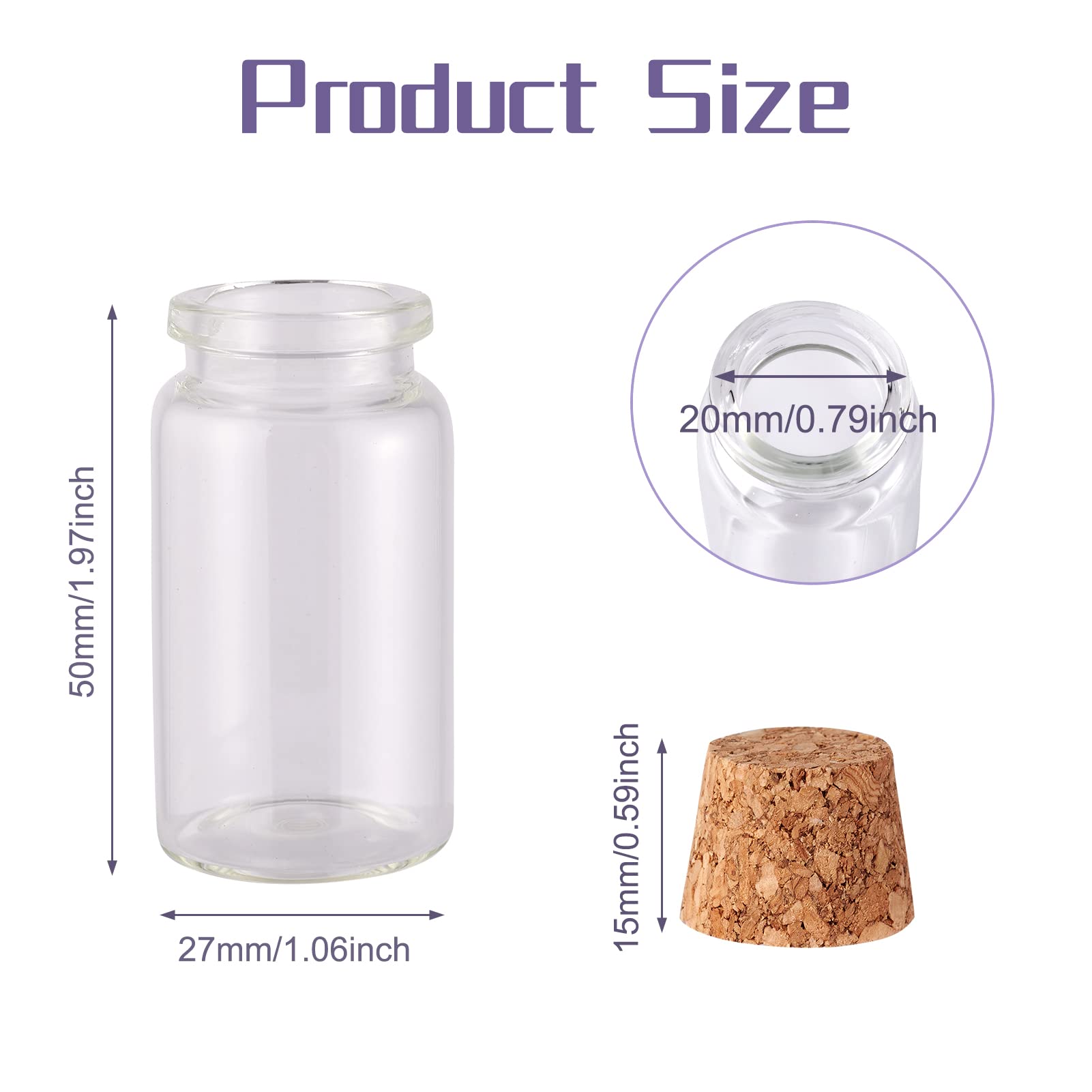 Amazon.co.jp: 10個セット 13ml コルク栓ガラス瓶 小瓶 27x50mm ミニ