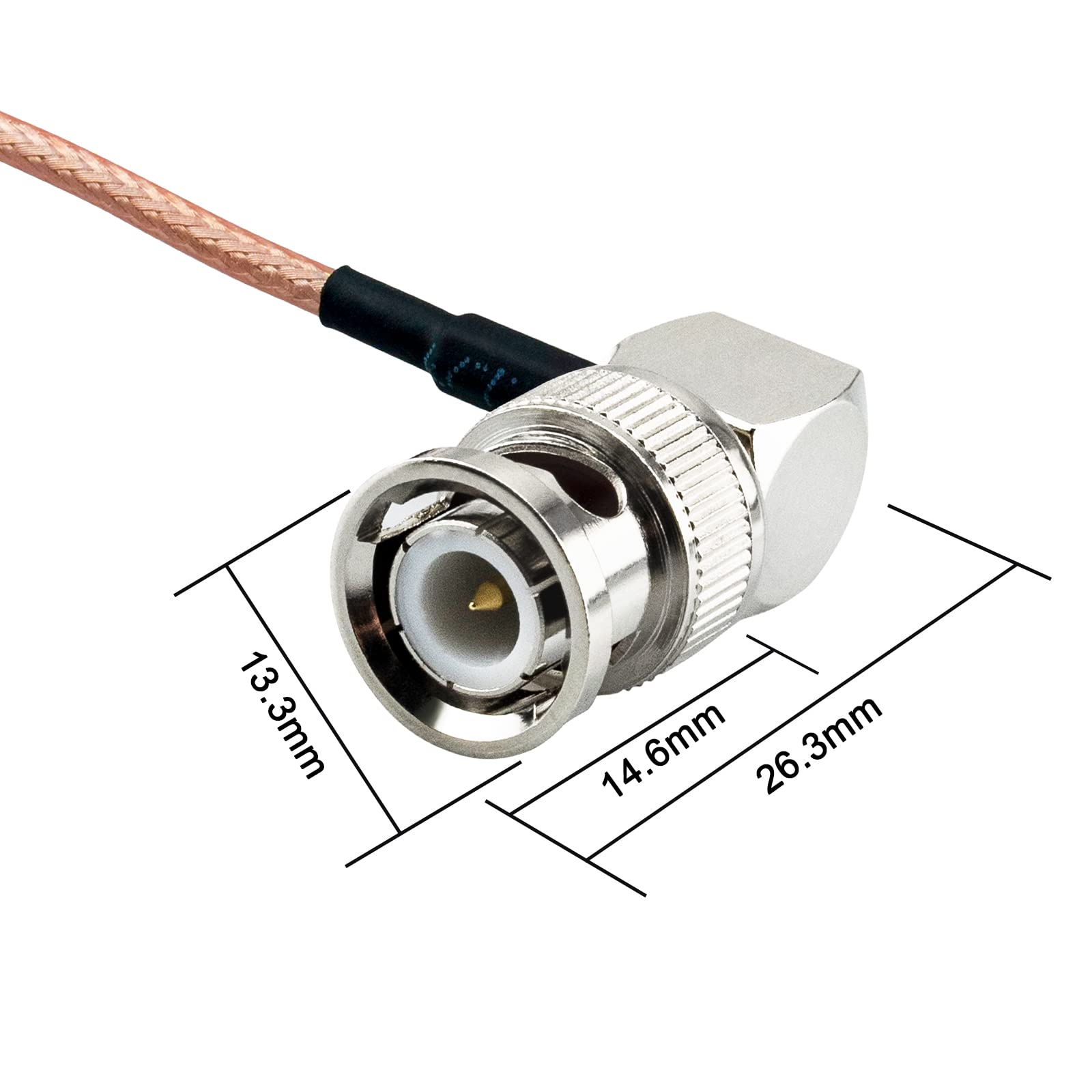 Câble Coaxial RF RG316 Eonvic - BNC Mâle Vers SMB Femelle Angle Droit - Pigtail 50cm 50 Ohms