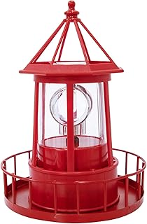 DOITOOL Sunlight Lamp Solar Lighthouse 360 Degree Rotating- Led Solar Powered Lighthouse- Statue Lights for Decor Outdoor Garden Patio Pathway （ Red ） Outdoor Lamp