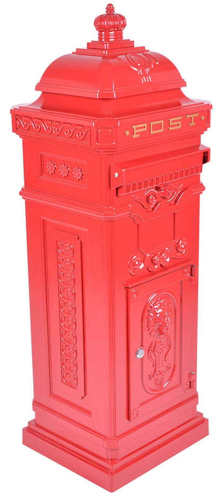 Post Box/Mail Box Freestanding Cast Aluminium Letter Box in Red