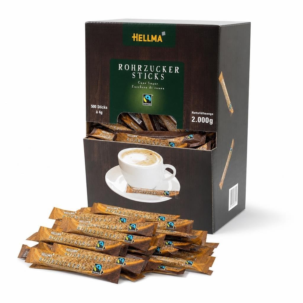HELLMA 60107615 Tubo di Zucchero Sticks Commercio Equo e Solidale