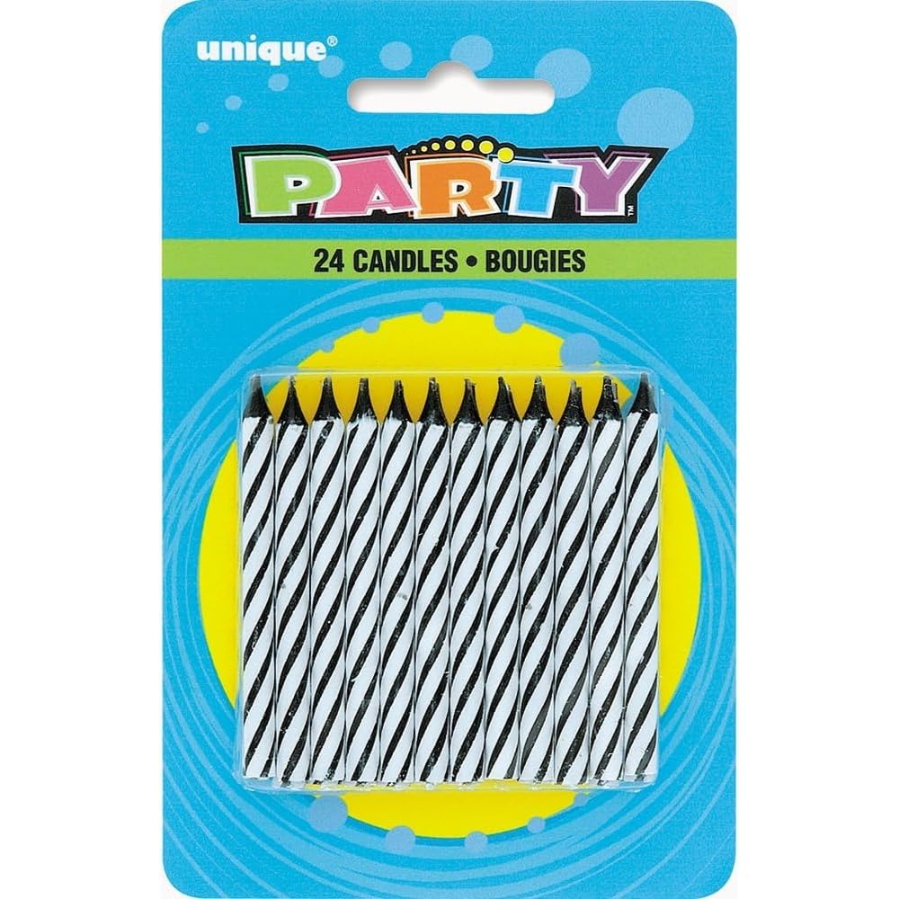 Bougies d'anniversaire rayées noires parfaites pour une fête d'adulte élégante