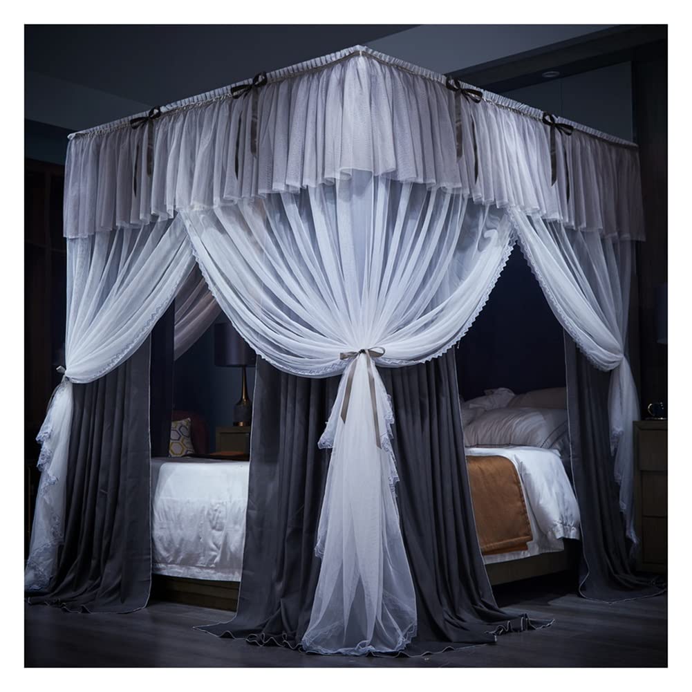 Bed Canopy Luxury Decorative Bed Canopy For Double Bed, Bunk Bed Curtain Is Suitable For All Seasons, With Stainless Steel Bracket Kit, For 1.5m/1.8m/2m Bed (Color : Gray, Size : 180x200x210cm)