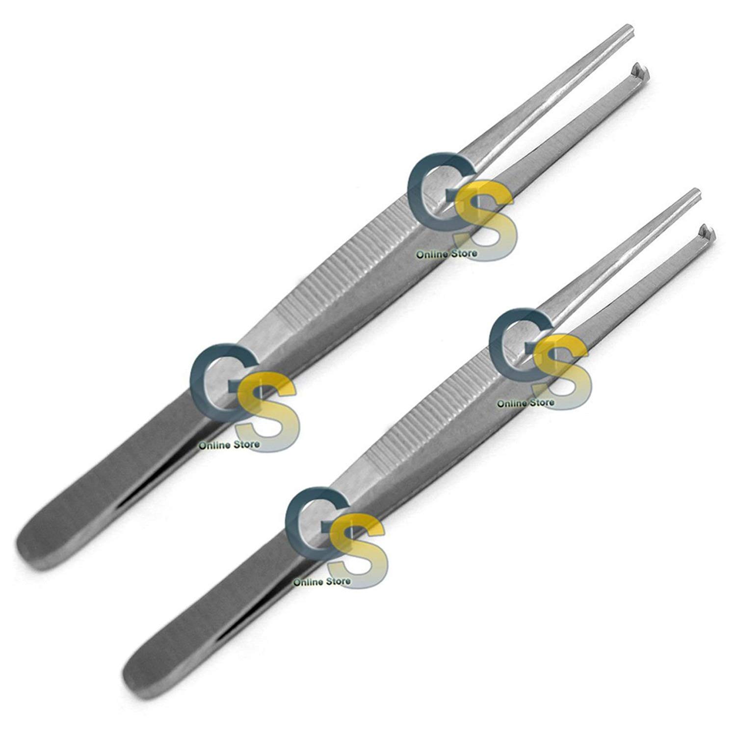 G.S 2 PCS Thumb LAB Tweezers Tissue 1X2 Teeth Dissection Forceps 6