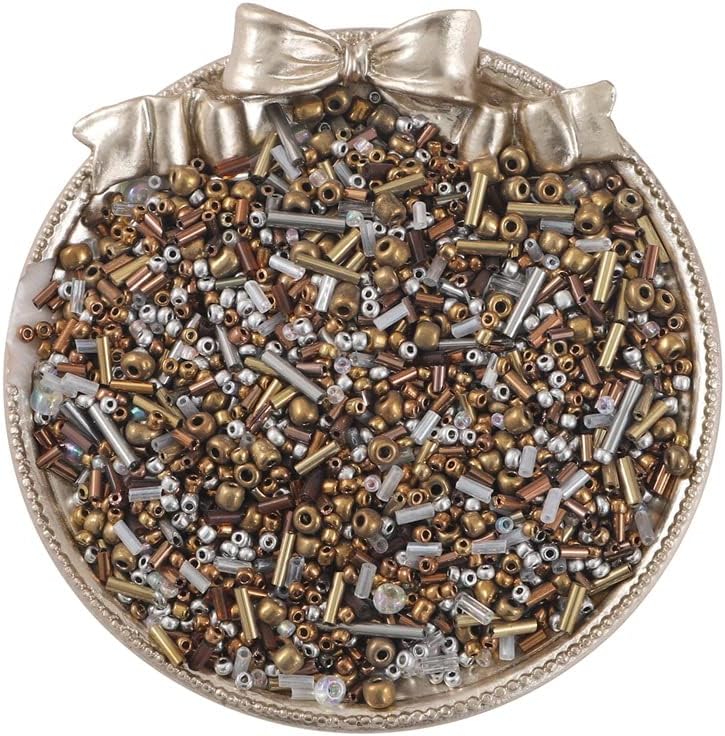 1000PCS Mixed Glass Seed Beads, 1.5-4.5mm Bronze Tube Loose Glass Spacer Beads for Jewelry Making