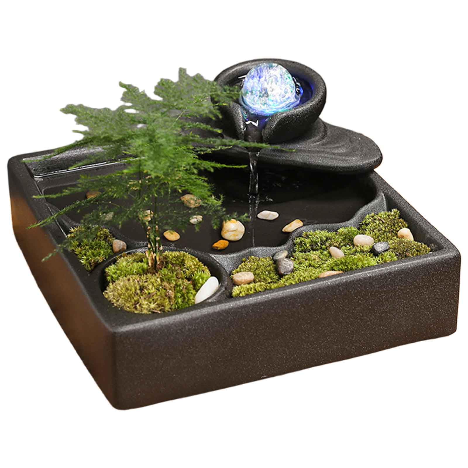 DFrywdgSEY tabletop fountain, Ceramic Pot Fountain Desktop Water Indoor, for and Home Decoration Table Desk Office Patio(I)