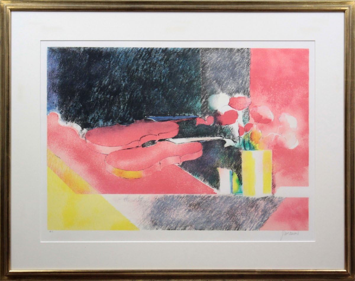 ポール・ギヤマン リトグラフ 版画『花とバイオリン』【真作保証】 絵画 Amazon.co.jp: ポールギヤマン『花とヴァイオリン』リトグラフ真