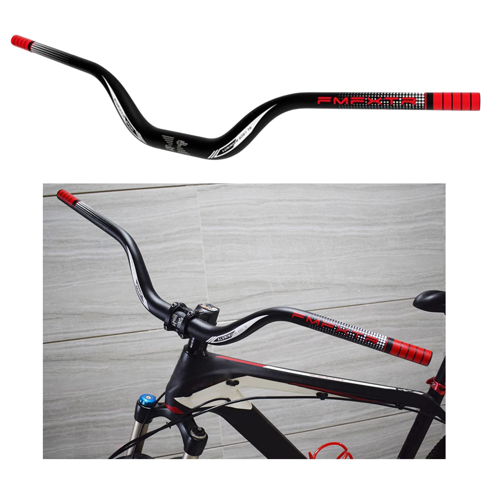 Generic Manubrio Leggero per Mountain Bike MTB Down Hill DH Bicicletta Barra Riser Extra Lunga 31,8 mm 720 mm Manubrio rialzato Alto - 720mm Rosso