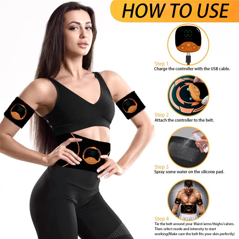 ABS Electroestimulador Muscular - EMS Tonificador Muscular, 10 Modos y 30 Intensidades, Electroestimulador Cuerpo Completo AB/Brazo/Pierna/Gluteos Electroestimulador, Estimulación Muscular par