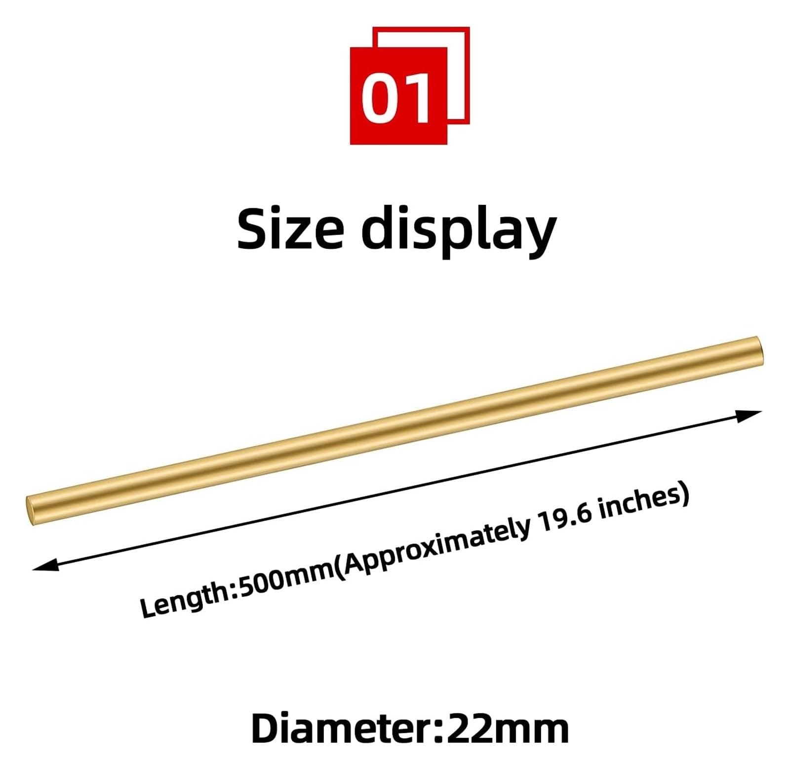Varillas redondas de latón macizo de 500 mm de largo y 6-22 mm de diámetro for manualidades (diámetro de 18 mm)(Diameter:22Mm)