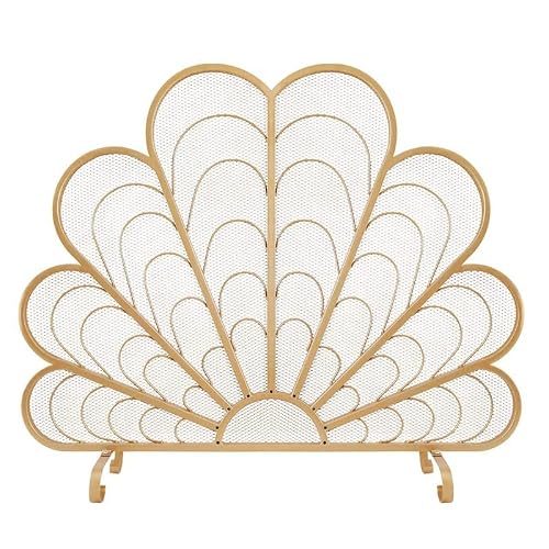 XRXwuf689 Peacock Design Fireplace Screen