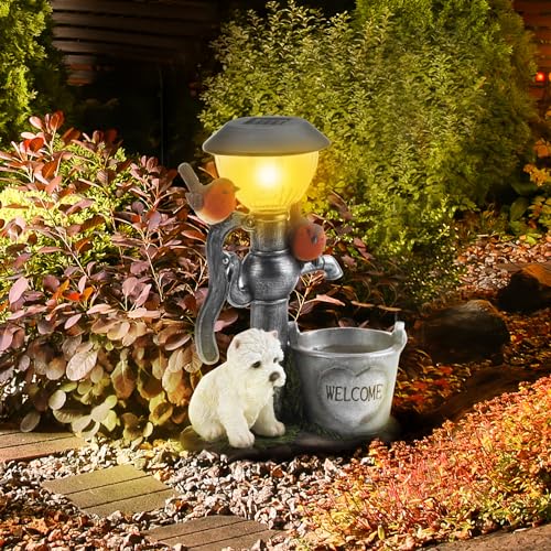 DIYARTS Estatua de jardín, luces solares de escalada de animales, figuras de resina impermeables para exteriores, luces solares para patio, césped, porche, estanque, cubierta (01)