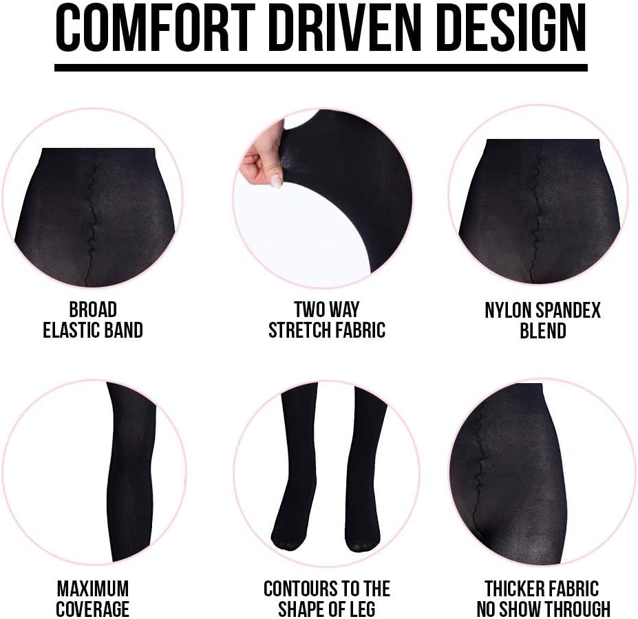 LISSELE Opaque Plus Size Tights for Women - Microfiber, Run Resistant Toe Plus Size Stockings - Footed Tights Pack, 1X-8X
