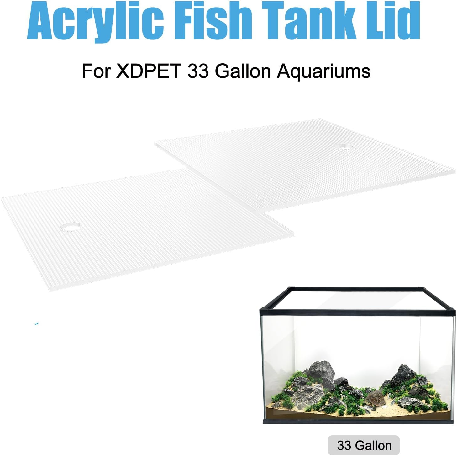 Thickened Fish Tank Lid，28.3×14.9×0.2 Inch Acrylic Aquarium Cover Hood for 33 Gallon Fish Tanks Prevent Fish Jumping Out (Lid-33Gallon)