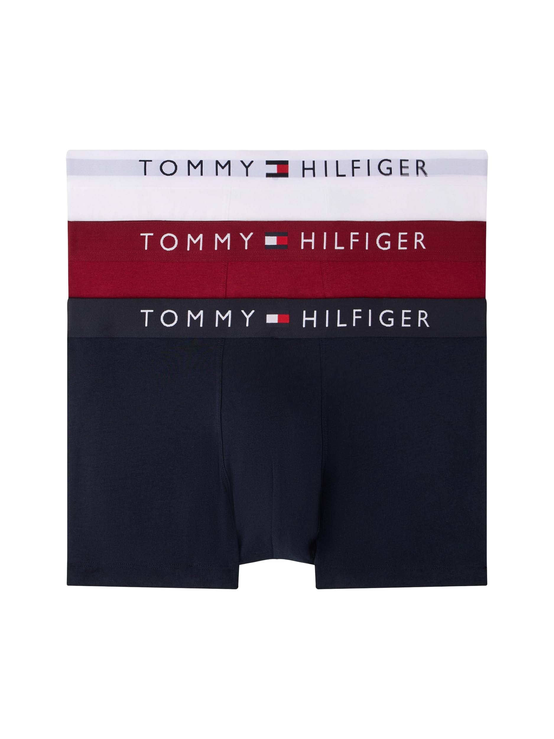 Tommy Hilfiger Men's 3 Pack Trunks Underwear, Multicolor (Des Sky/White/Rouge), M