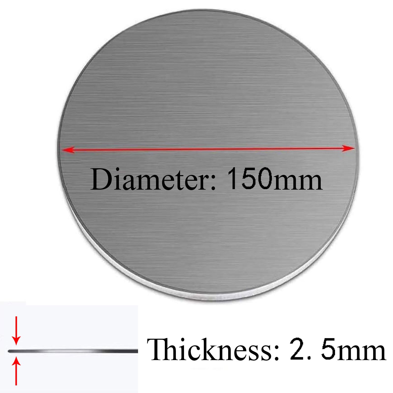Plaque ronde en aluminium 6061 – 2,5 mm d'épaisseur, diamètre 100-300 mm, disque métallique léger et polyvalent – ​​2 pièces(150mm)