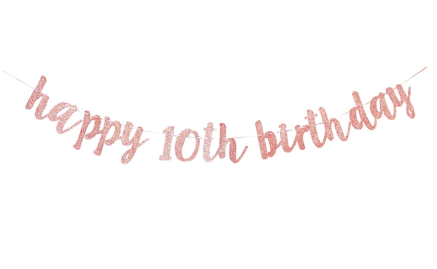 10th Birthday Banners For Girls Birthday Party Decorations Happy 10th Birthday Bunting Glittery Hanging Garland For Ten 10 Years Birthday Theme Party Decoration Photo Backdrop Rose Gold