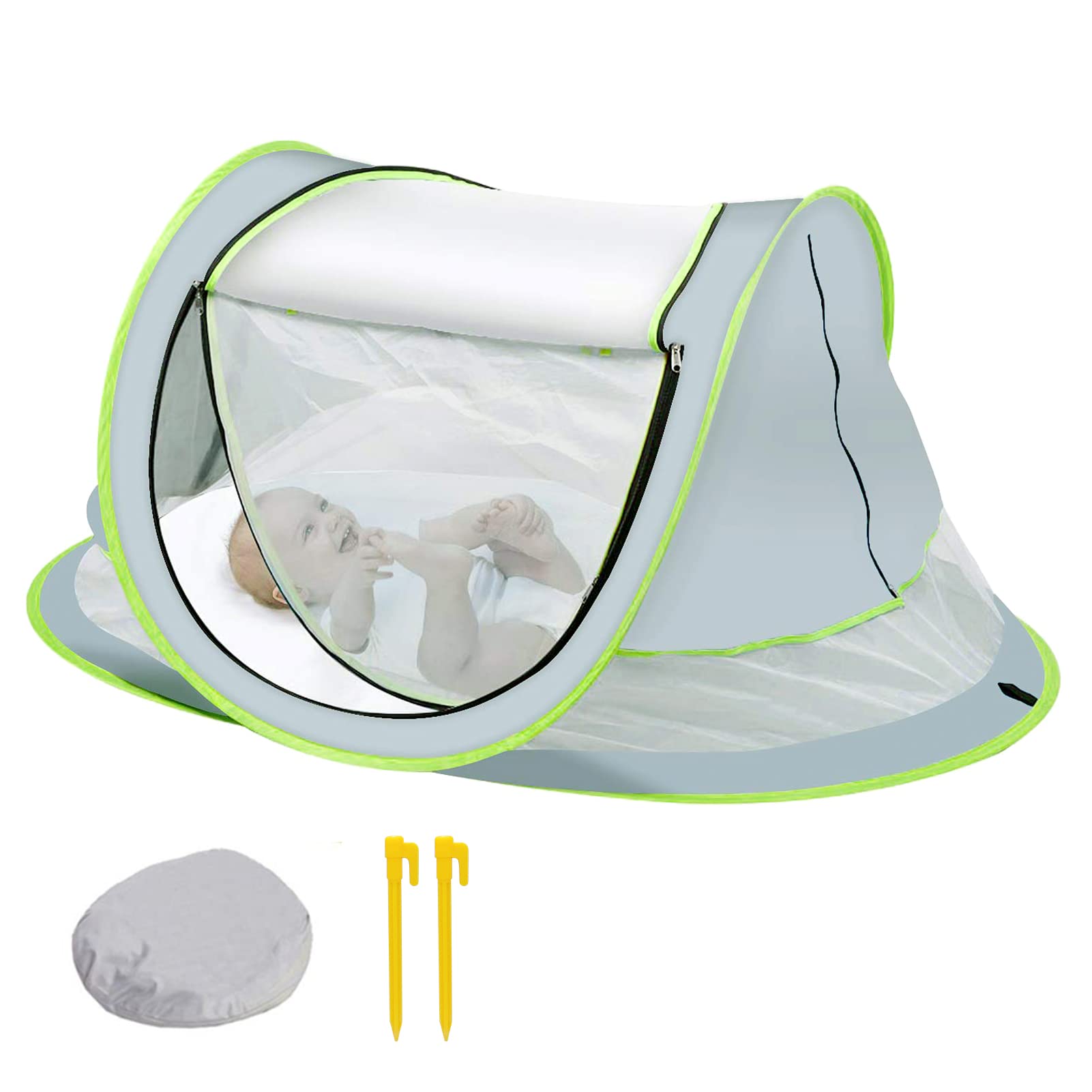 Tbusingoto Tienda de campaña para la playa del bebé, tienda de campaña de viaje para niños pequeños, protección solar portátil, protección solar para bebés, tienda de juegos, UPF 50+ protección UV