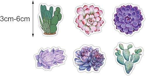 Miniatura 3 de Wharick Juego de 50 calcomanías de flores impermeables para decoración de bricolaje calcomanías extraíbles de graffiti para pared maleta álbum de